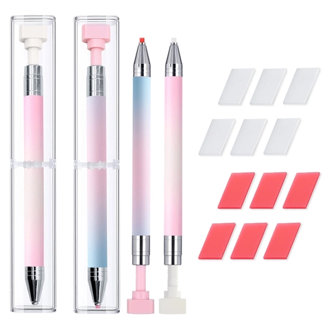 Penna Rotante Nail Art Per Raccogliere Strass Matita Di Cera Sfumata Plastica Per Manicure Fai Da Te Con Cera E Scatola Di Immagazzinaggio