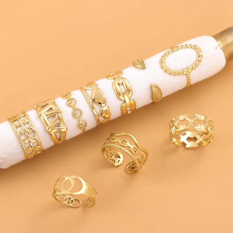 Minimalistische Edelstahl Ringe Verstellbar Offen Geometrisch Herz Krone Blatt Mode Schmuck Für Damen Herren