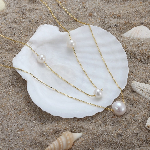 Collar De Doble Capa De Plata De Ley 925 Con Perlas De Agua Dulce Chapado En Oro Joyería Elegante Para Mujer
