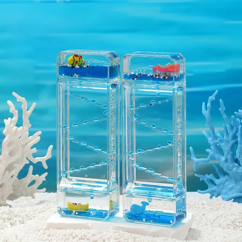 Clessidra a Liquido in Acrilico Ornamento da Scrivania Animali Marini Barca a Vela Decorazione per Ufficio Regalo Bambini