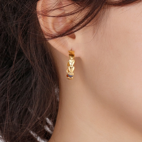 Orecchini A Cerchio A Cuore In Acciaio Inossidabile Per Donna Cuore Collegato Forma C Geometrici Placcati Oro Moda