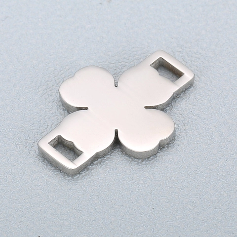 Four Leaf Clover Connector Stainless Steel Cubic Zirconia Pave DIY Jewelry Making Bracelet Necklace Link Fashion Charm