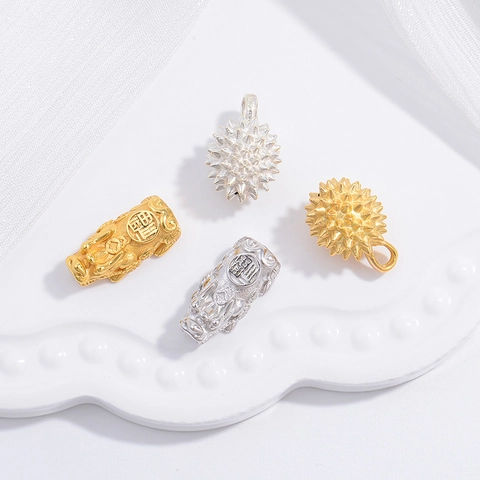 Colgante Pixiu Durian de Plata de Ley 925 Chapada Retro DIY Accesorios de Joyería Charm Para Pulsera Collar Artesanía
