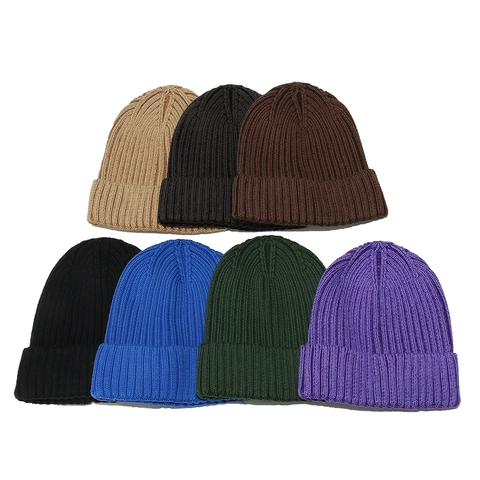 Berretto Beanie Puro Cotone Lavorato A Coste Con Risvolto Caldo Inverno Skull Cap Per Uomini Donne Colore Solido Morbido Quotidiano
