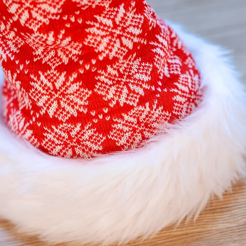 Christmas Hat Knit Plush Velvet Plaid Snowflake Pattern Festive Party Headwear For Adults And Kids