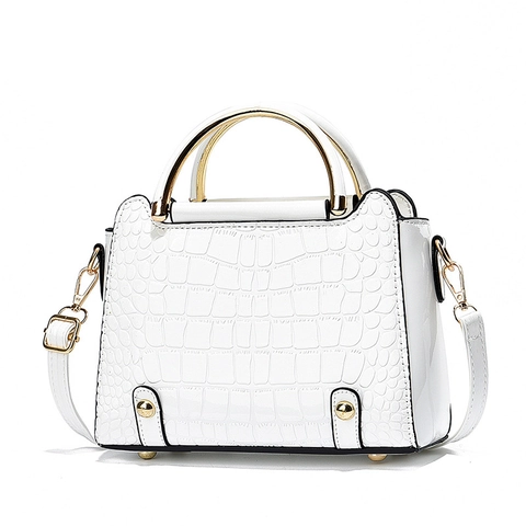 Bolso De Mano Para Mujer Patrón Cocodrilo Cuero Charol Bolso Cubo Gran Capacidad Hombro Bandolera Elegante Estilo Vintage