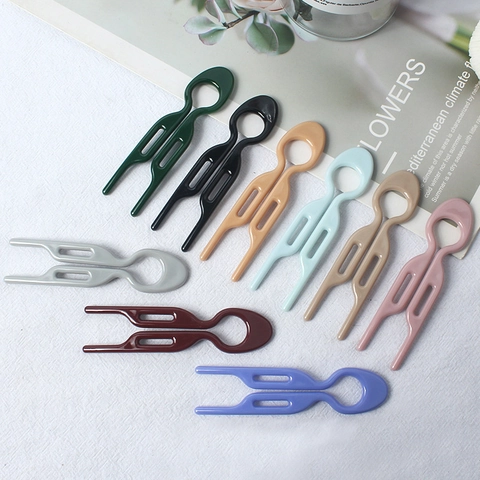 Minimalist U-Shaped Hair Stick French Hair Pin Plastic Resin Wavy Hair Fork Bun Maker For Women Styling Accessory