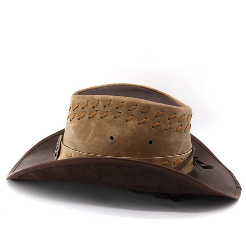 Cappello Da Cowboy Occidentale Camoscio Distressed Tesa Larga Viaggi All'aperto Protezione Solare Stile Vintage Decorazione Pistola Metallo Unisex