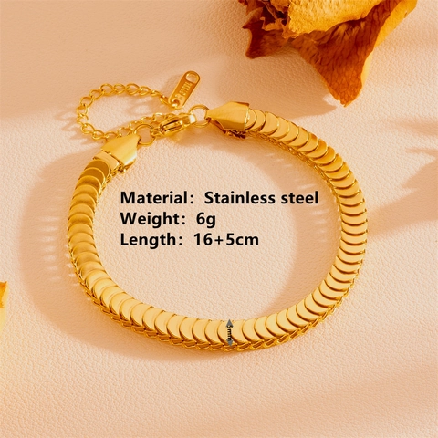 Fish Scale Bracelet Stainless Steel Gold Plated Simple INS Fashion Jewelry For Women Adjustable Snake Bone Chain Link Trendy Elegant Accessory Non Fading
