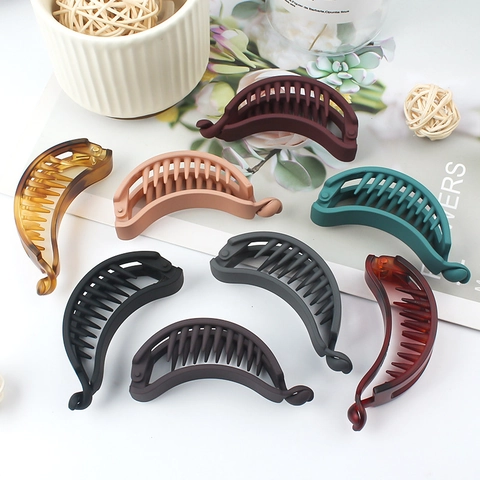 Banana Hair Clips Plastic Matte Frosted Vertical Ponytail Holder Fashion Styling Korean Simple Style Women