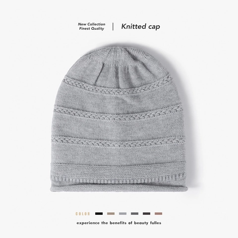 Gorro De Invierno Para Mujer Grueso Forro Polar Punto Cálido Holgado Trenzado Exterior Casual Color Sólido Suave