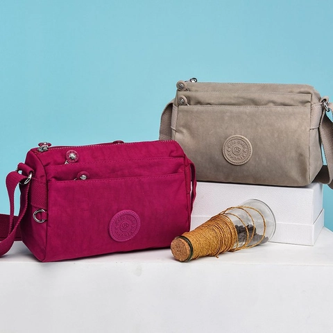 Bolso Bandolera De Nailon Para Mujer Con Múltiples Bolsillos Ligero Impermeable Bolso Casual Con Correa Ajustable