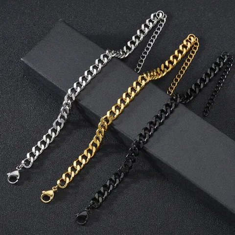 Cubaanse Schakelarmband Roestvrij Staal Minimalistische Hip Hop Sieraden Voor Heren En Dames Karabijnsluiting