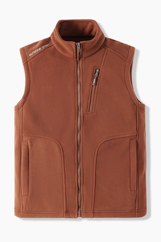 Men Fleece Vest Stand Collar Full Zip Sleeveless Jacket Outdoor Sport Casual Warm Thermal Multi Pocket Outerwear