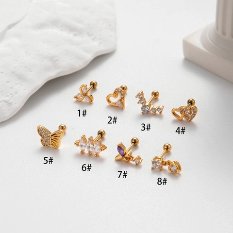 Boucles Oreilles Piercing Coeur Acier Inoxydable Zircon Vis Mode Hélix Bijoux Pour Femmes
