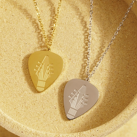 Collana con Pendente a Forma di Chitarra e Pianoforte in Acciaio Inossidabile Collana Creativa con Nota Musicale per Donna