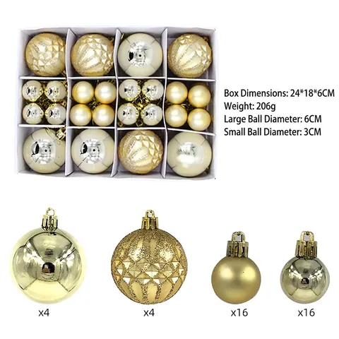 Bolas De Navidad Plástico Inastillable Galvanizado Texturas Mixtas Decoraciones Árbol Festivo Fiesta Hogar