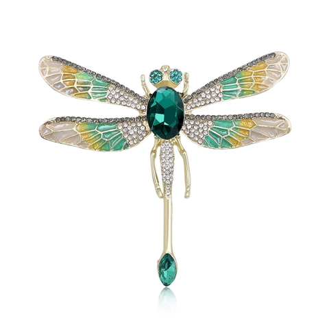 Fashion Large Dragonfly Brooch For Women Alloy Rhinestone Enamel Insect Shape Corsage Pins Jewelry Clothes Accessories Gift