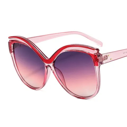 Oversized Cat Eye Sunglasses For Women Retro Butterfly Frame UV400 Protection PC Material Gradient Lenses Outdoor Fashion