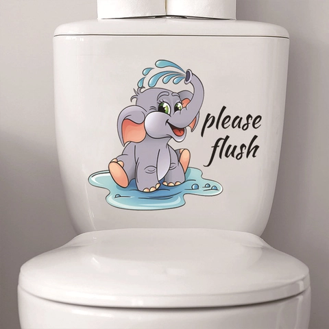 Cartoon Tier Toilettenaufkleber Wasserdicht Abnehmbar PVC Badezimmer Aufkleber Lustige Elefant Katze Schild