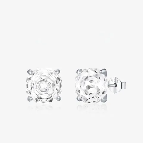 Elegante Ohrstecker Mit 925 Sterling Silber Ohrstift Quadratischer Strahlender Klarer Zirkon Romantischer Stil Damen