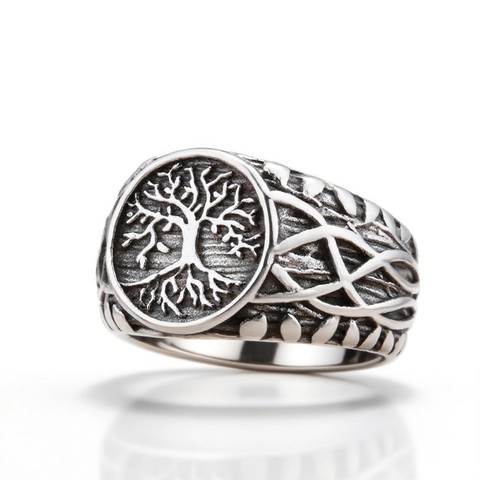Vintage Lebensbaum Edelstahl Ring Wikinger Stil Keltischer Knoten Retro Schmuck Für Herren Und Damen