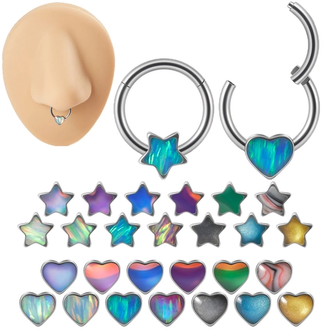 16G Edelstahl Herz Stern Septum Ring Clicker Künstlicher Opa Eingelegt Hoop Nasenring Körper Piercing Schmuck Für Damen Herren