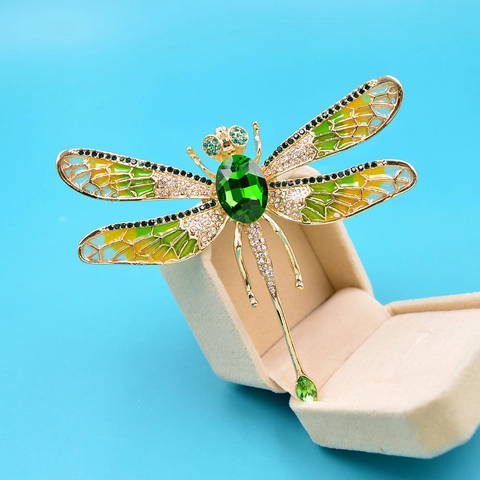 Grande Spilla Libellula Lega Smalto Cristallo Insetto Pin Abbigliamento Vintage Accessori Per Donne Gioielli Stile Retrò