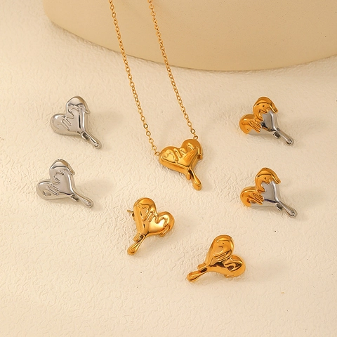 Schmelzende Herz Ohrstecker Titanstahl Flüssigmetall Fluid Design 18K Vergoldet Nische Trendy Schmuck Für Frauen