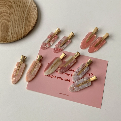 Pinces À Cheveux En Acétate De Marbre Rose Résine Barrette Sans Couture Minimaliste Style Coréen Pinces À Bec De Canard