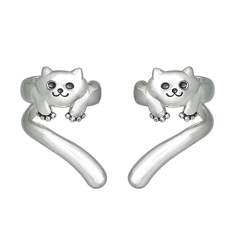 Vintage Katze Ohrklemme Wrap Ohrringe Antik Silber Farbe Legierung Retro Süße Tier Clip On Schmuck Für Frauen Mädchen