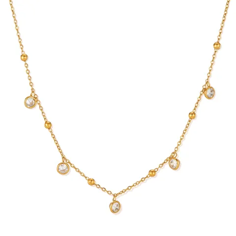 Minimalistisch Roestvrij Staal Zirconia Hanger Ketting Voor Dames Verguld Koreaanse Stijl Sleutelbeenketting Elegante Sieraden