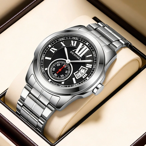 Herren Mode Quarzuhr Römische Ziffern Leuchtzeiger Datumsanzeige Kleine Sekunde Business Lässige Armbanduhr Für Herren