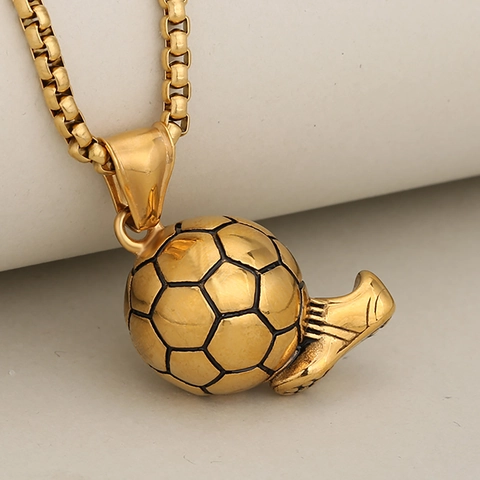 Soccer Ball Football Shoe Pendant Necklace Stainless Steel Sports Jewelry For Men Boys Athletes Fashion Hip Hop Accessory