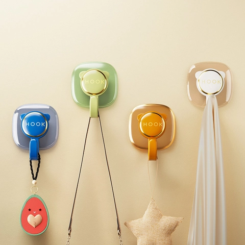Decorative Wall Hooks Punch Free Strong Adhesive Non Marking Waterproof Plastic Storage Rack For Kitchen Bathroom Home