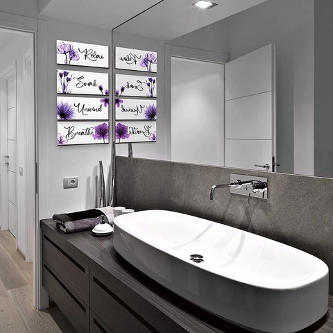 Targhe Da Parete In Legno Per Bagno Arte Floreale Relax Soak Unwind Breathe Decorazione Per Casa Colonica