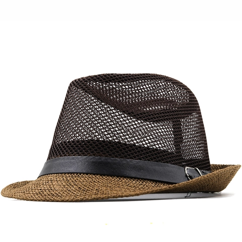 Cappello Fedora In Paglia Estivo Berretto Da Sole Panama In Rete Traspirante Stile Jazz Vintage Per Uomo Donna