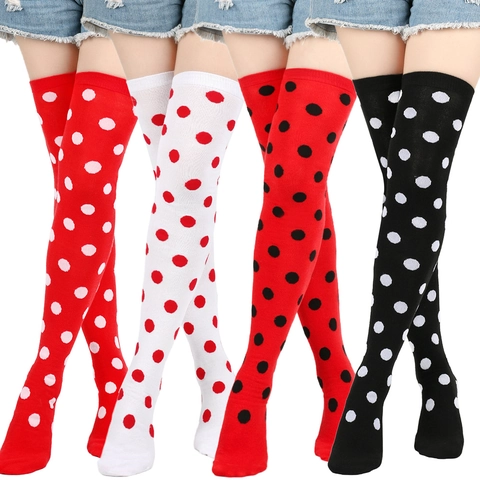 Calcetines Sobre La Rodilla Con Lunares Para Mujer Calcetines Largos Con Motas Para Cosplay Fiesta De Disfraces Accesorio