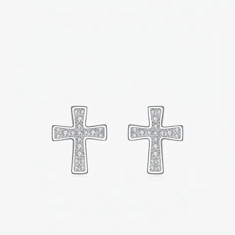Pendientes De Botón De Cruz Plata De Ley 925 Moissanita Color D VVS1 Joyería Religiosa Sencilla Para Mujeres