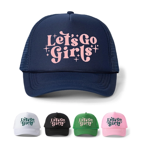 Cappello Trucker Let's Go Girls Mesh Traspirante Baseball Stampa Lettere Stelle Regolabile Stile Retro Street