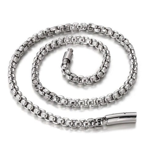Collar De Cadena Box Para Hombre De Acero Inoxidable Joyería De Estilo Punk Hip Hop Geométrica Gruesa Con Cierre Cilíndrico