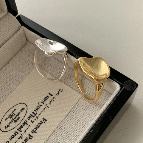 Irregular Concave Surface Ring 925 Sterling Silver Adjustable Open Jewelry Minimalist Niche Design For Women