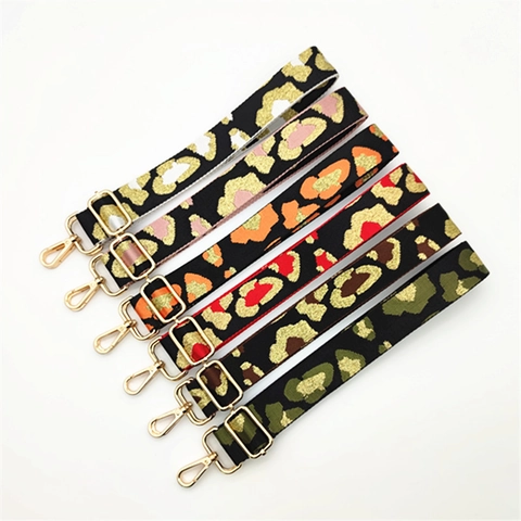 Verstelbare Tasriem Luipaardprint Polyester Singelband Metalen Gesp Schoudertas Handtas Accessoires Voor Dames