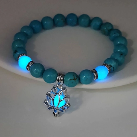 Bracciale Di Perle In Pietra Naturale Luminosa Con Ciondolo A Loto Cavo Gioielli Da Yoga Per Donne