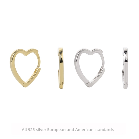 Orecchini A Cerchio Cuore Argento Sterling 925 Semplici Dolci Gioielli Minimalisti Per Donne Accessorio Quotidiano
