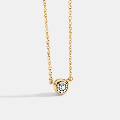 Collier Pendentif En Zircon Rond Laiton Plaqué Or 18K Chaîne Clavicule Minimaliste Bijoux Pour Femmes