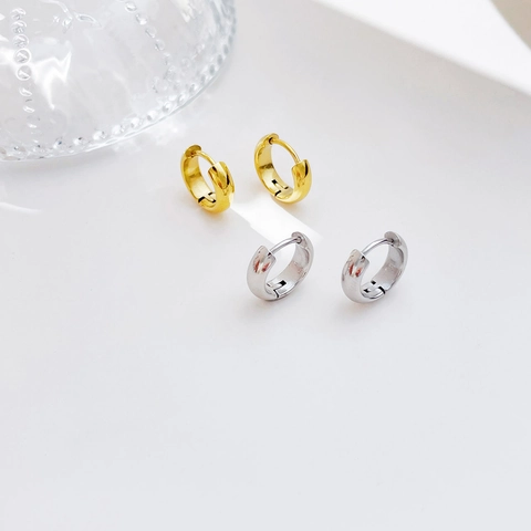Pendientes De Aro Minimalistas De Acero Inoxidable Chapado Al Vacío Pulidos Geométricos Redondos Huggie Joyas Para Mujer