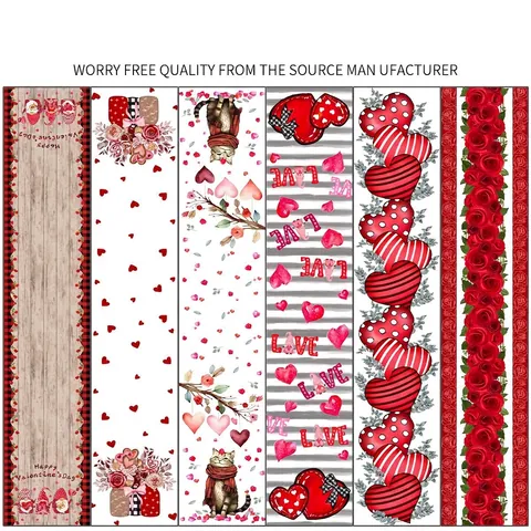 Camino De Table San Valentín Patrón Corazón Poliéster Textura Lino Gnomo Rosa Estampados Decoración De Mesa Hogar