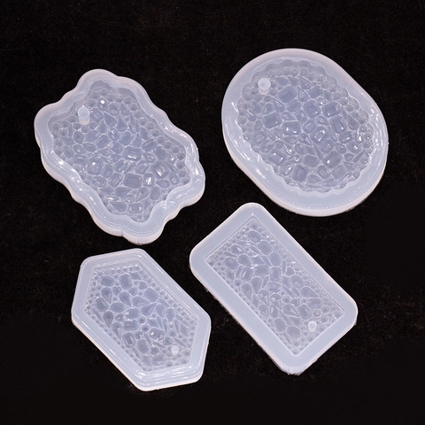 Mirror Crystal Epoxy Silicone Molds Diamond Surface Jewelry Pendant DIY Resin Crafting Heart Round Hexagon Tool