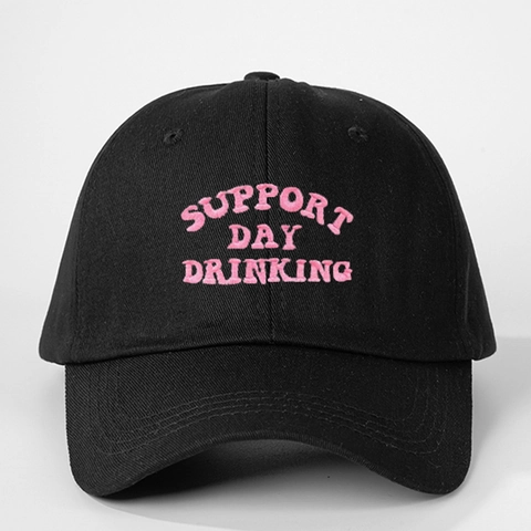 Support Day Drinking Geborduurde Honkbalpet Polyester Verstelbare Gebogen Rand Outdoor Zonbescherming Casual Hoed